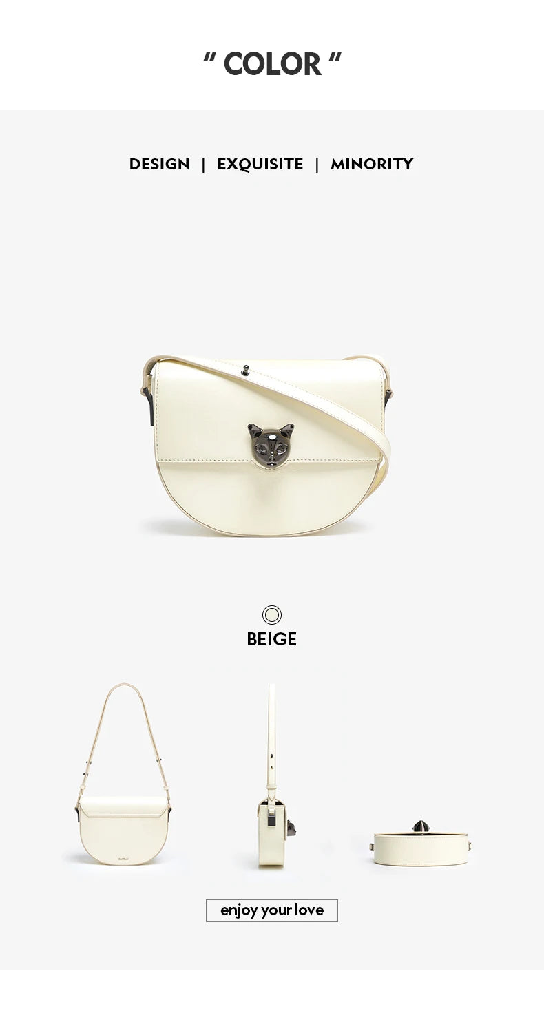 Genuine Cow Leather Saddle Crossbody Bag