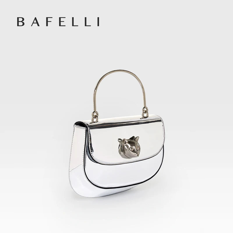 Genuine Leather Half-Moon Crossbody Bag – Flap Lock Design