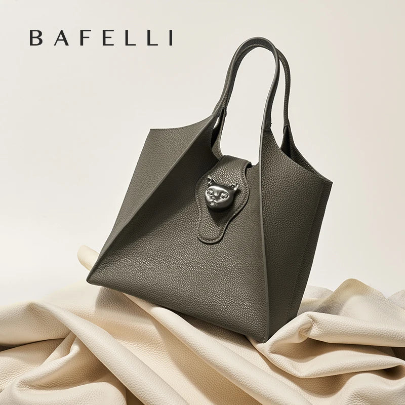 Genuine Leather Tote Bag – Soft Casual Style with Open Pocket