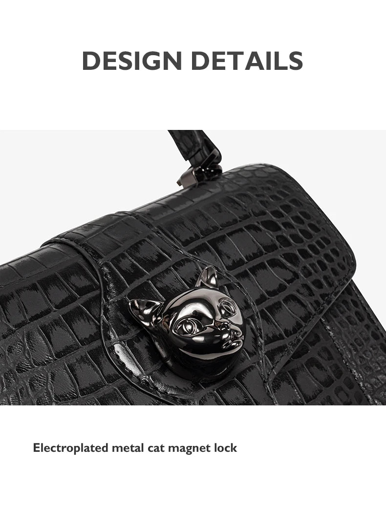 Genuine Leather Business Flap Bag – Animal Print with Lock