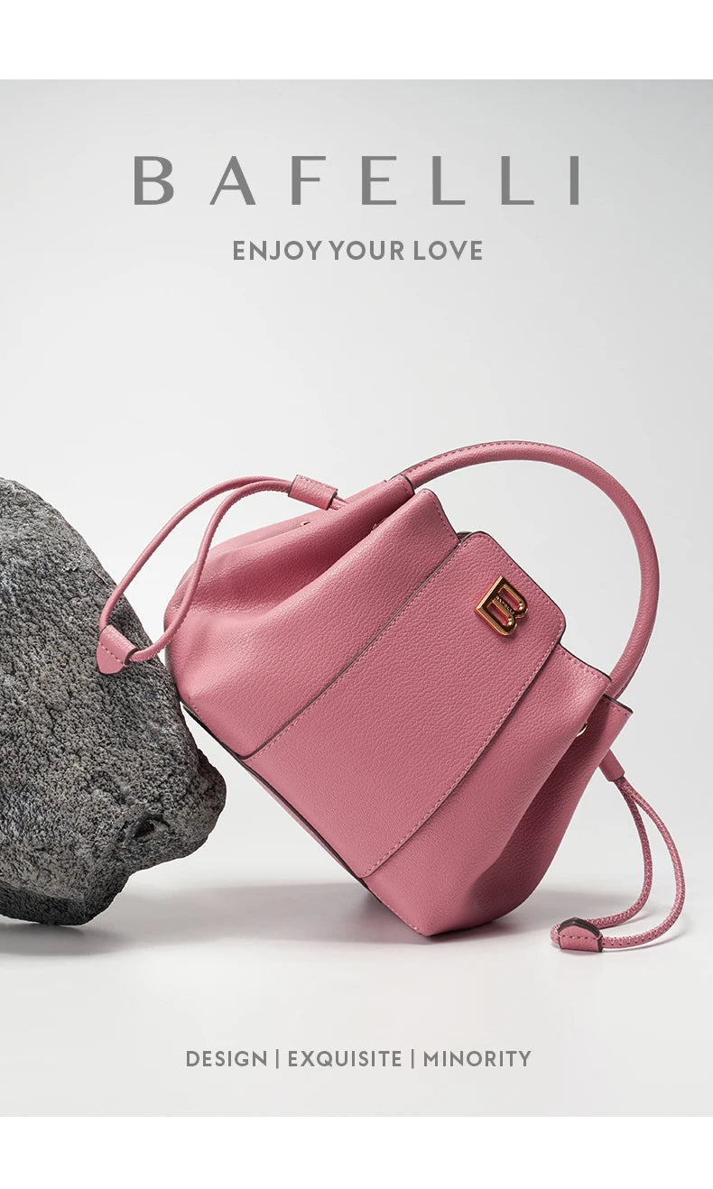 Soft Split Leather Bucket Bag – Casual Flap Shoulder Style