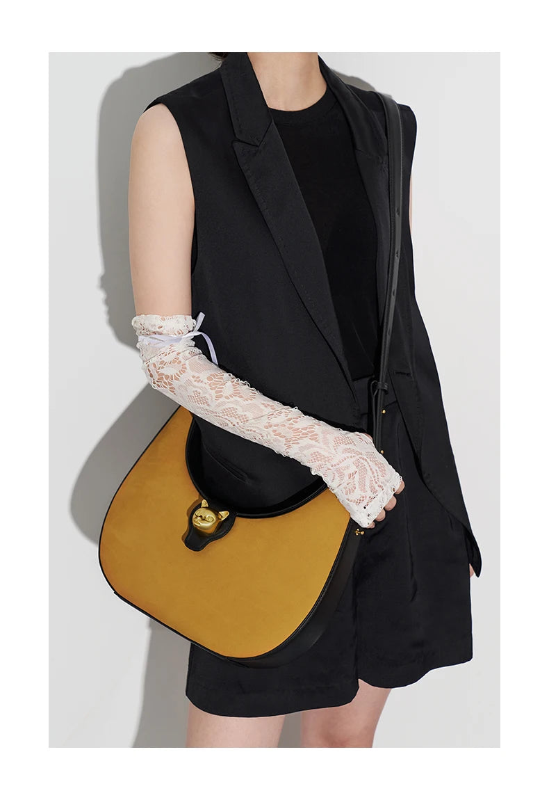 Patchwork Genuine Leather Hobo Shoulder and Crossbody Bag
