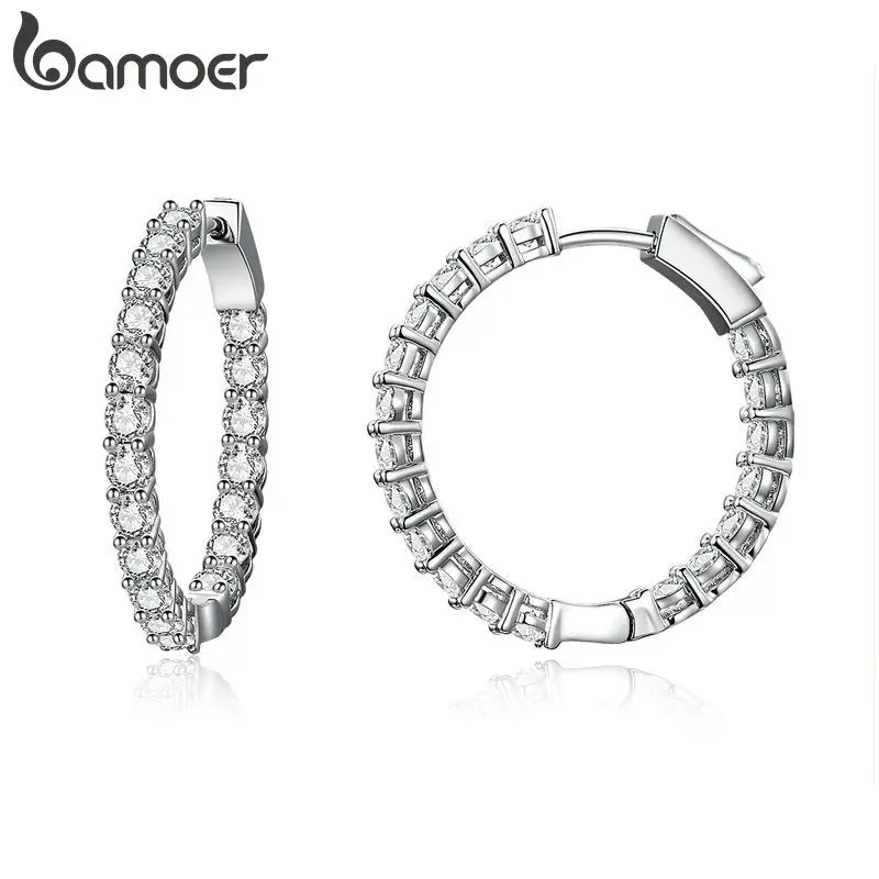 Cubic Zirconia Round Stud Earrings with Screw-Back Closure