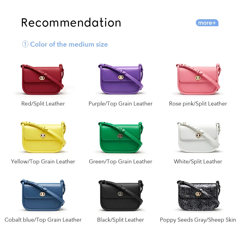 Elegant Split Leather Saddle Crossbody Bag