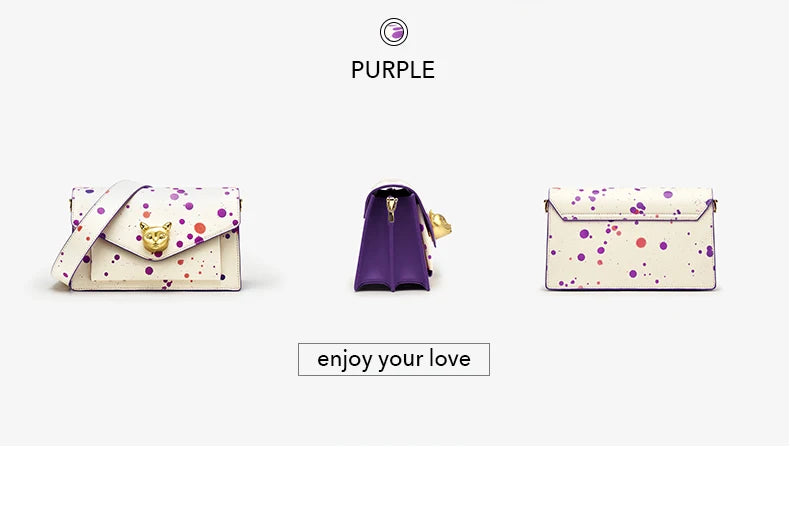 Genuine Leather Floral Flap Bag with Hasp Closure