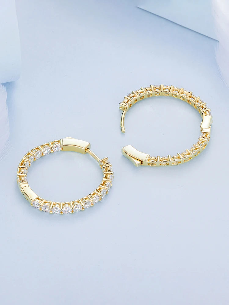 Cubic Zirconia Round Stud Earrings with Screw-Back Closure