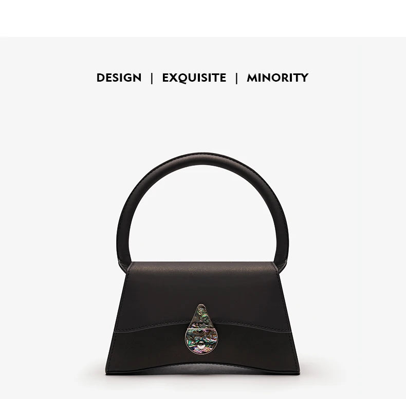 Genuine Leather Half Moon Flap Bag with Floral Pattern