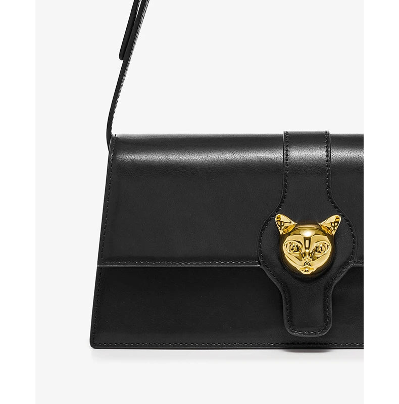 Genuine Leather Shoulder Bag – Retro Denim Look