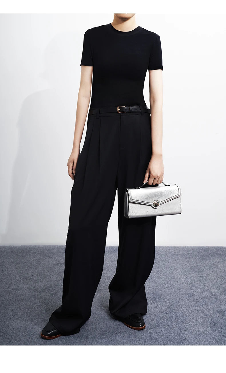 Genuine Leather Clutch Bag – Dress Style with Lock Flap