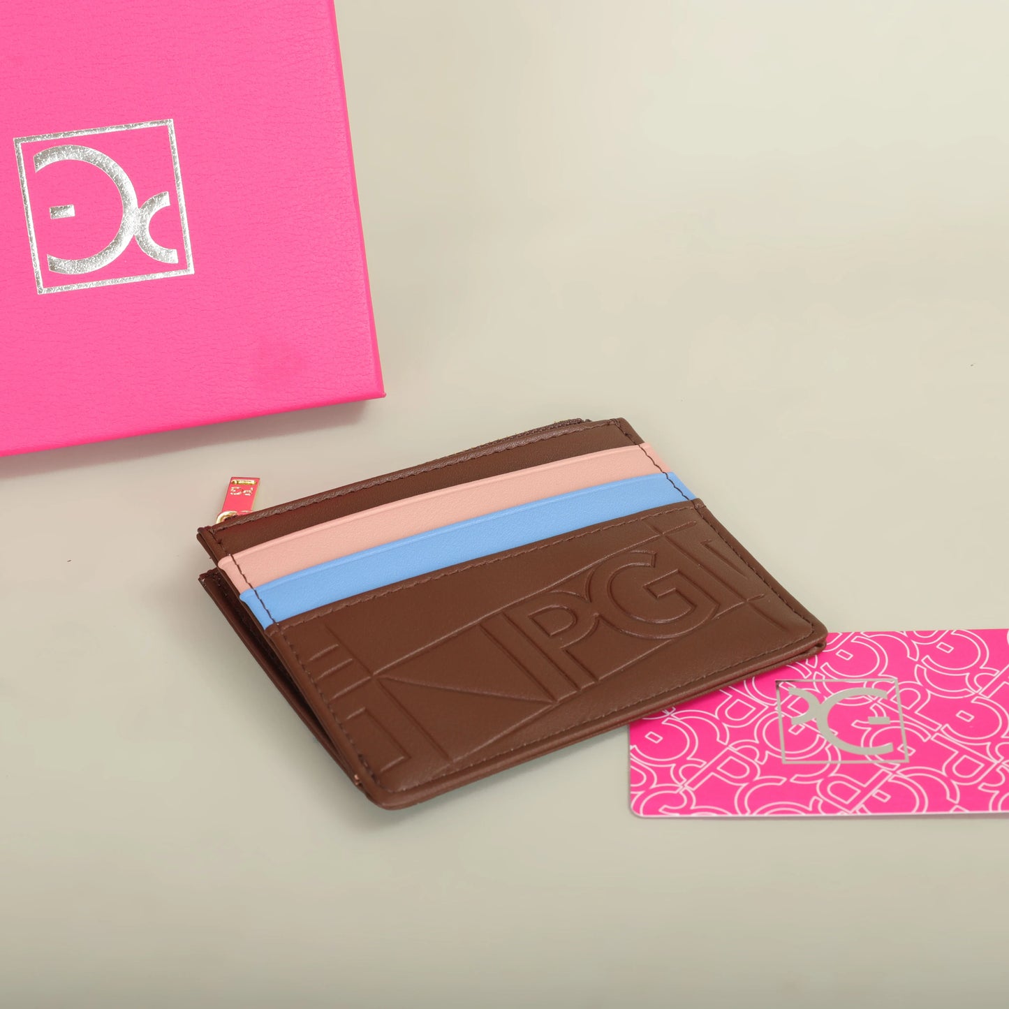 Compact Women’s PU Leather Monogram Wallet with Zipper and Card Slots