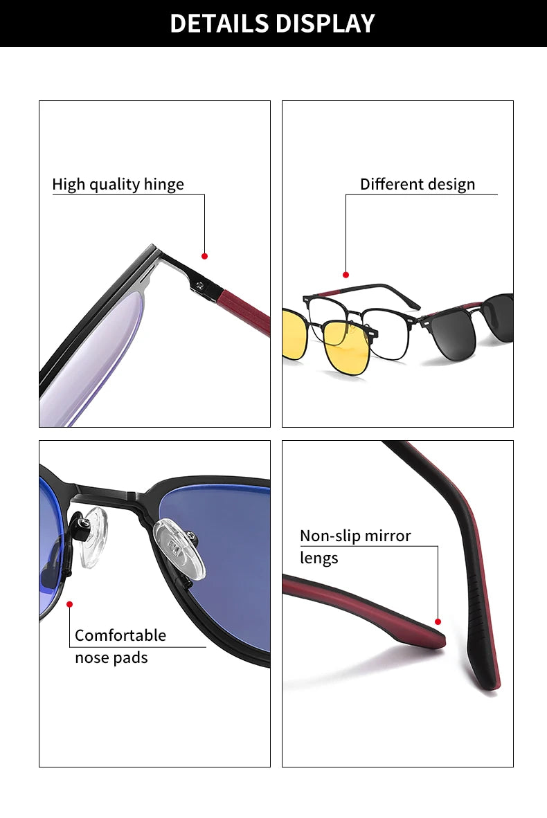 3 in 1 Rectangle Polarized and Optical Sunglasses Set