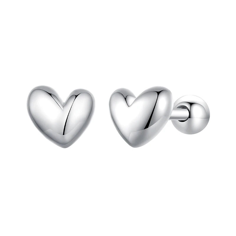 Mini Heart Stud Earrings – 925 Sterling Silver, Platinum Plated