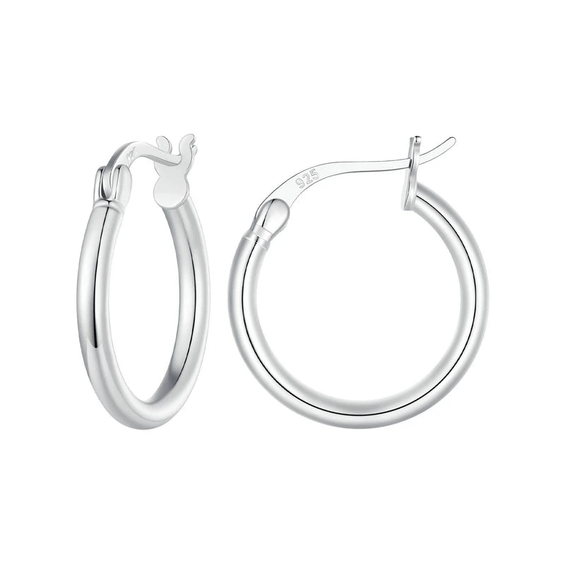 Hoop Earrings – 925 Sterling Silver, White Gold Plated