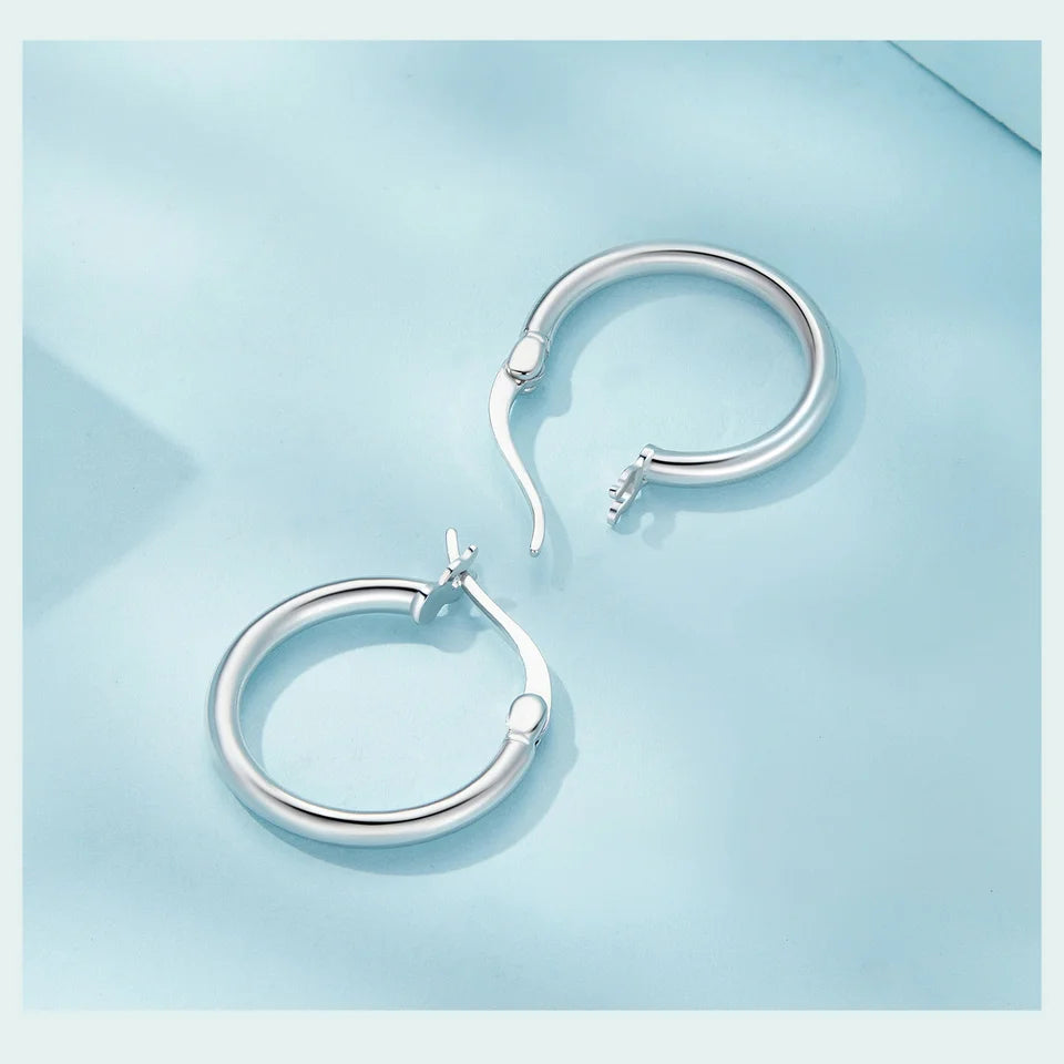 Hoop Earrings – 925 Sterling Silver, White Gold Plated