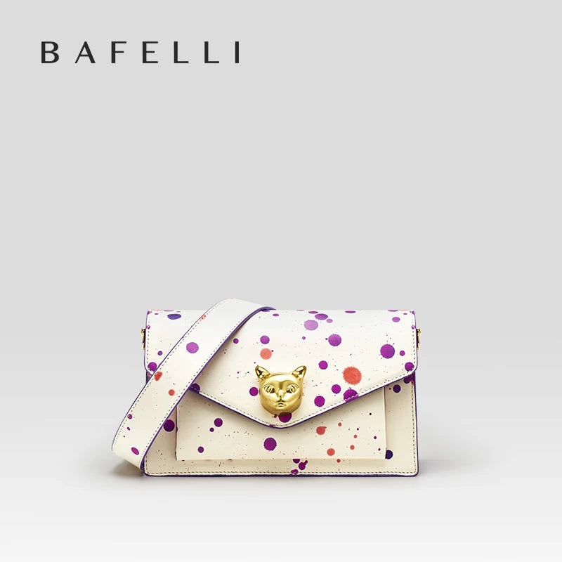 Genuine Leather Floral Flap Bag with Hasp Closure