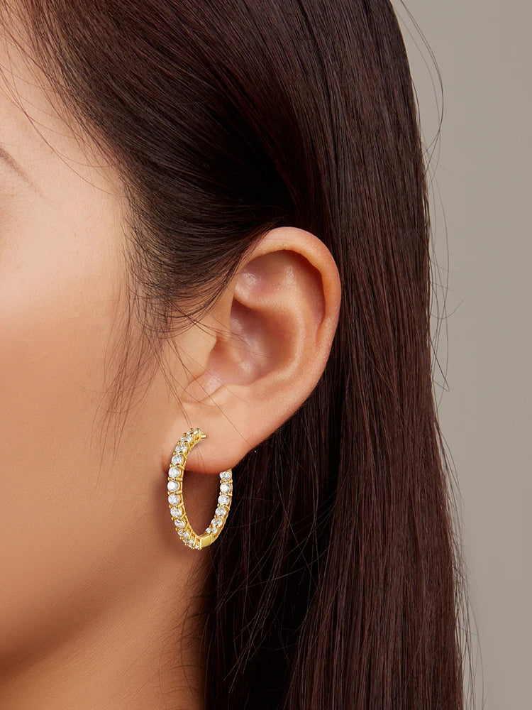 Cubic Zirconia Round Stud Earrings with Screw-Back Closure