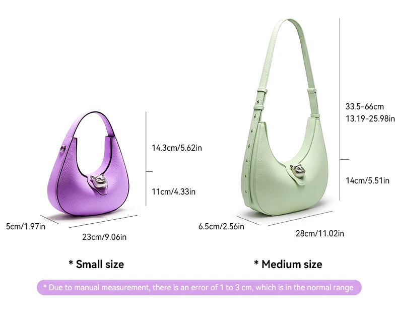 Genuine Leather Half Moon Tote – Soft Structure with Lock