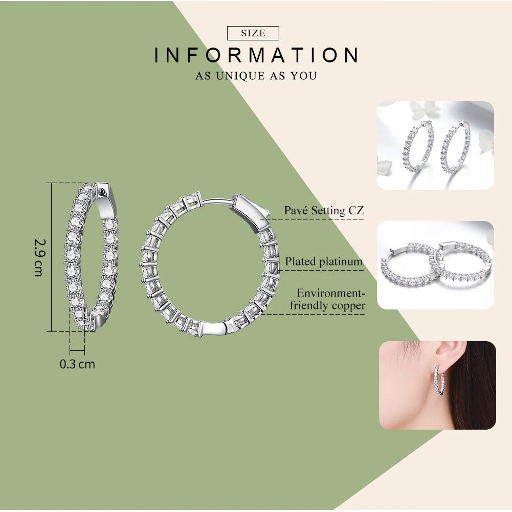 Cubic Zirconia Round Stud Earrings with Screw-Back Closure