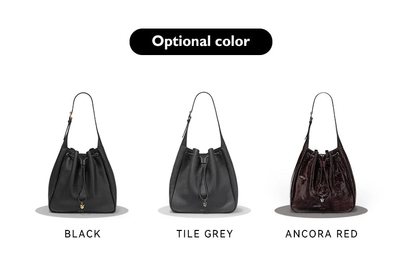 Genuine Cow Leather Hobo Bag – Soft Drawstring Everyday Style