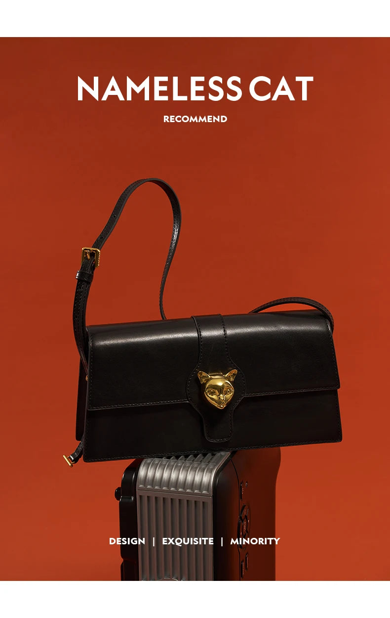 Genuine Leather Shoulder Bag – Retro Denim Look