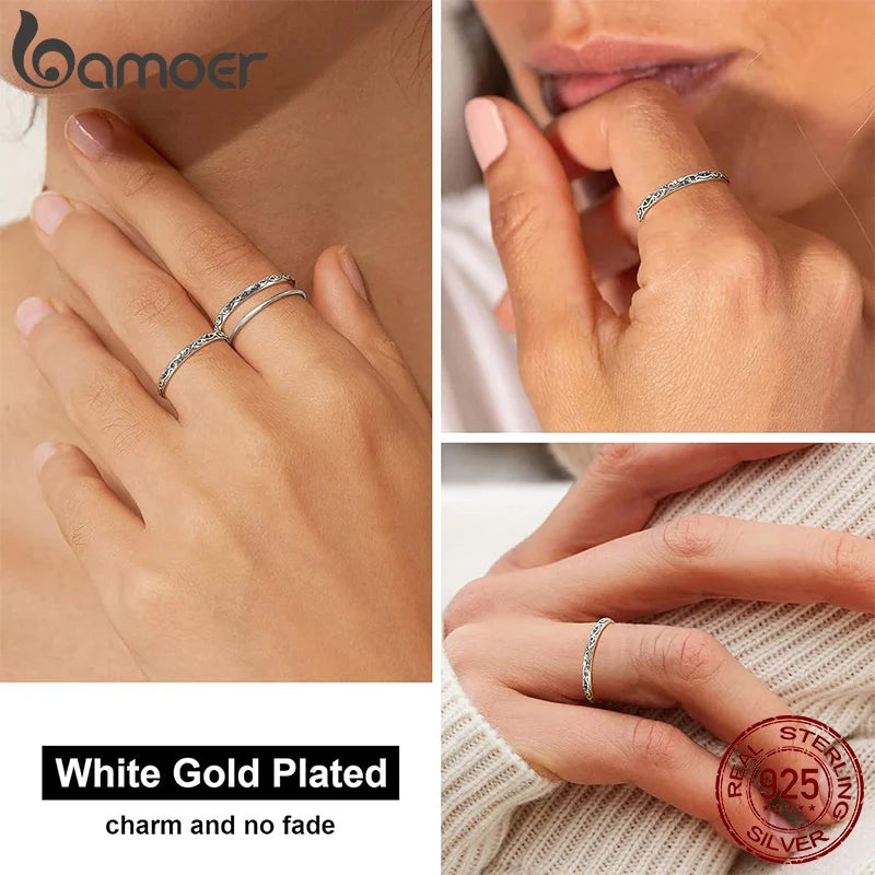 Floral Embossed Ring – 925 Sterling Silver Vintage Band