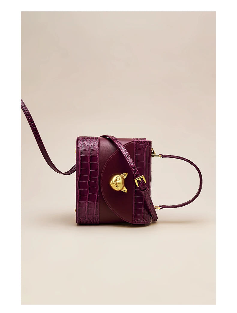 Genuine Leather Bucket Bag – Animal Print Style