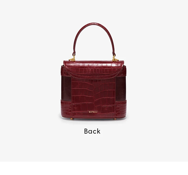Genuine Leather Flap Shoulder Bag – Animal Texture with Lock