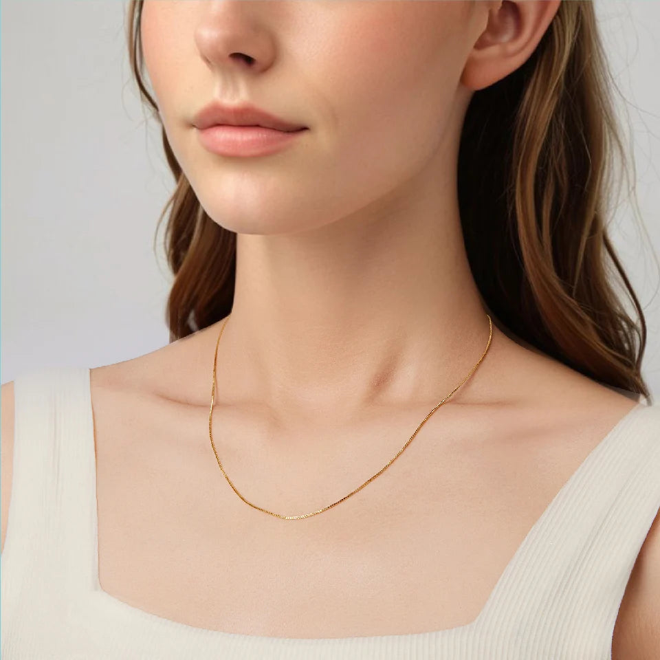 925 Sterling Silver Thin Chain Necklace – 0.8mm Link with Lobster Clasp