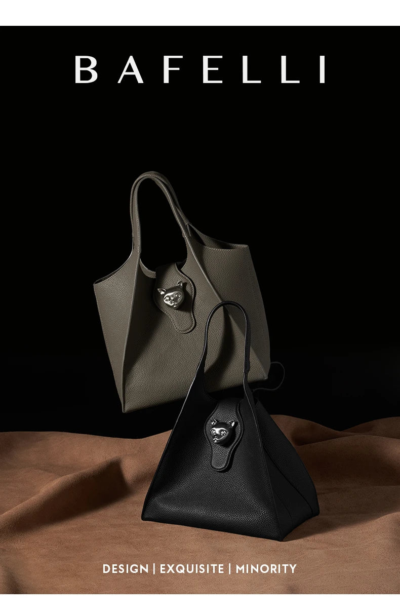 Genuine Leather Tote Bag – Soft Casual Style with Open Pocket