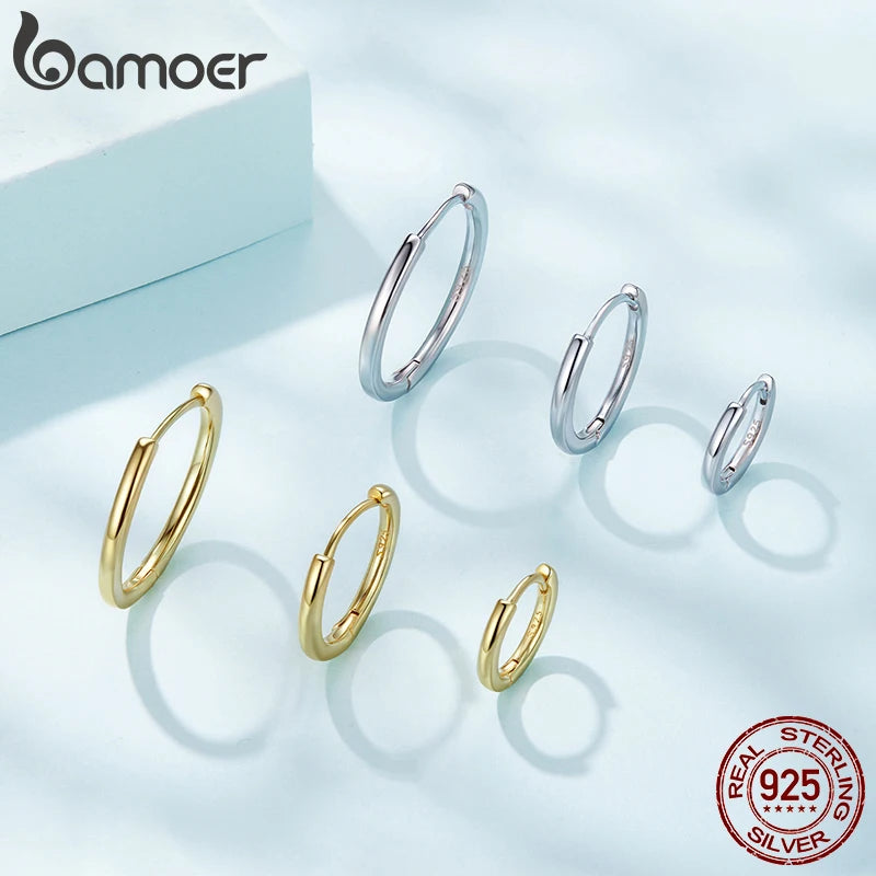 Minimalist Hoop Earrings – 925 Sterling Silver for Multiple Piercings