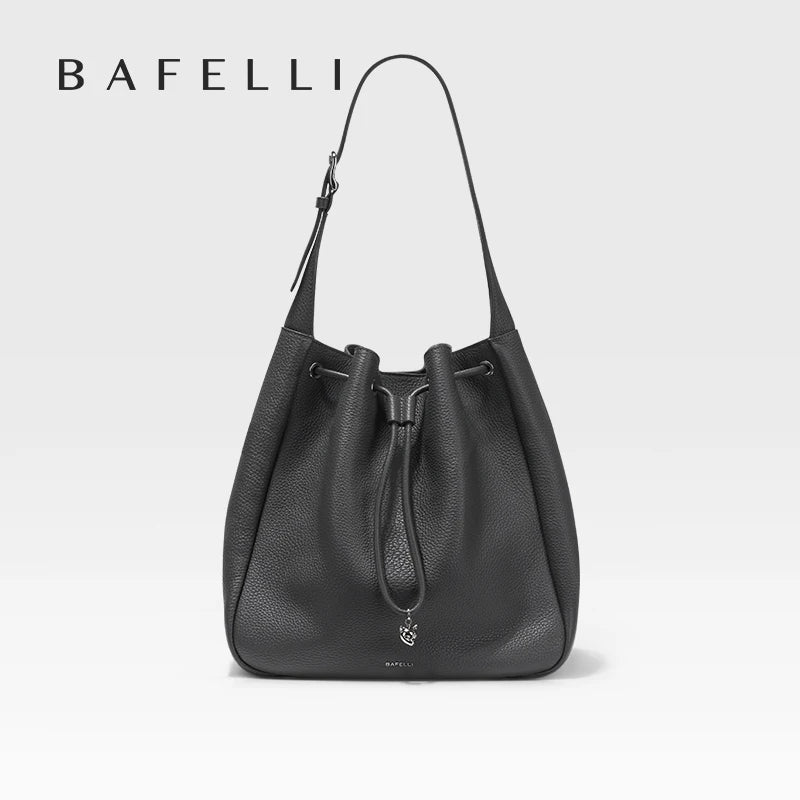 Genuine Cow Leather Hobo Bag – Soft Drawstring Everyday Style