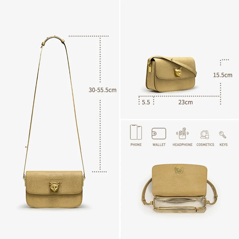 Boxy Genuine Leather Crossbody and Shoulder Bag