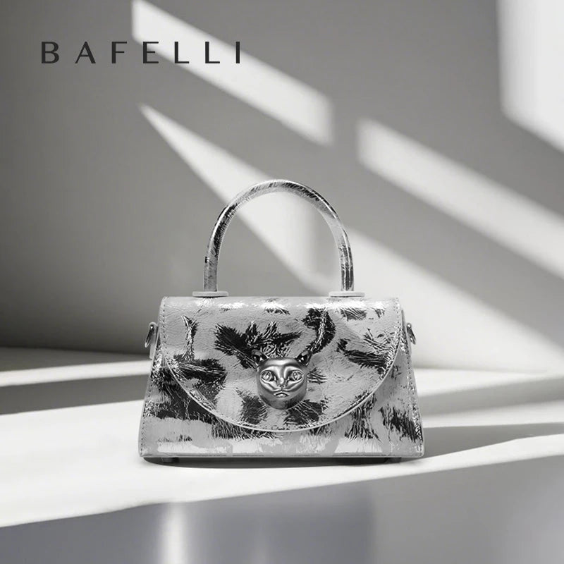 Genuine Leather Shell Handbag – Hasp and Flap Design