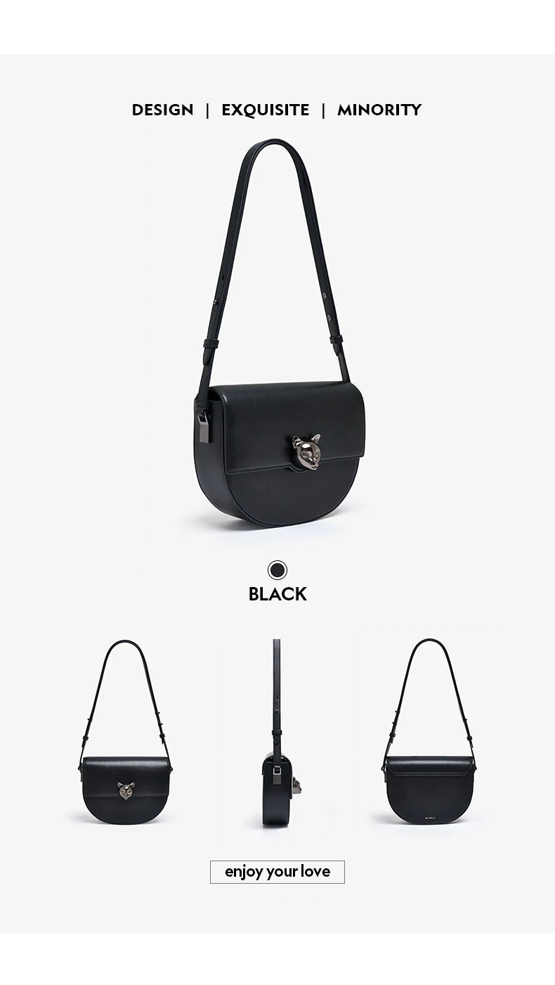 Genuine Cow Leather Saddle Crossbody Bag