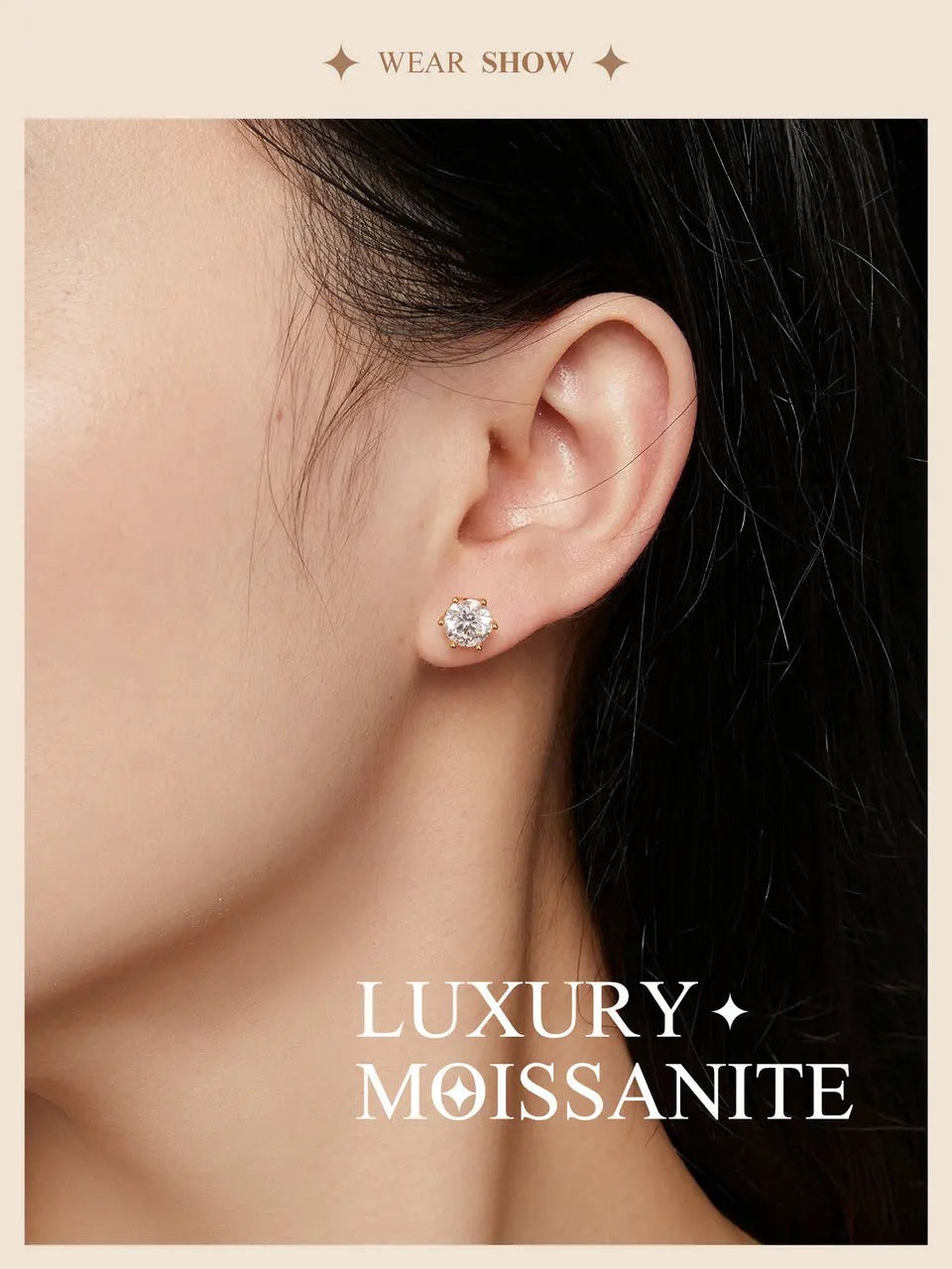 D Color Moissanite Stud Earrings – 925 Sterling Silver