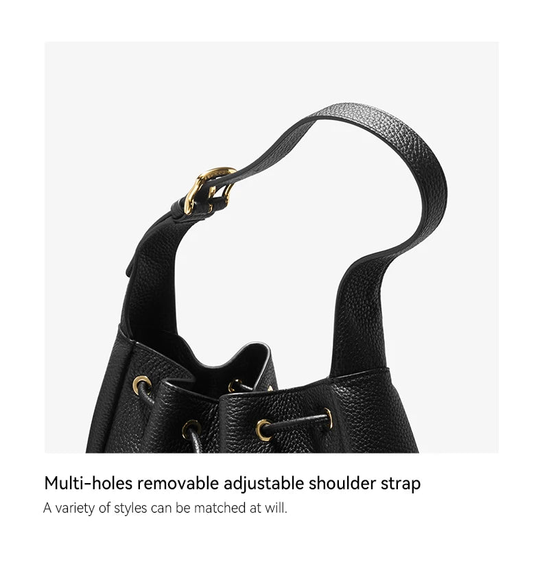 Genuine Cow Leather Hobo Bag – Soft Drawstring Everyday Style