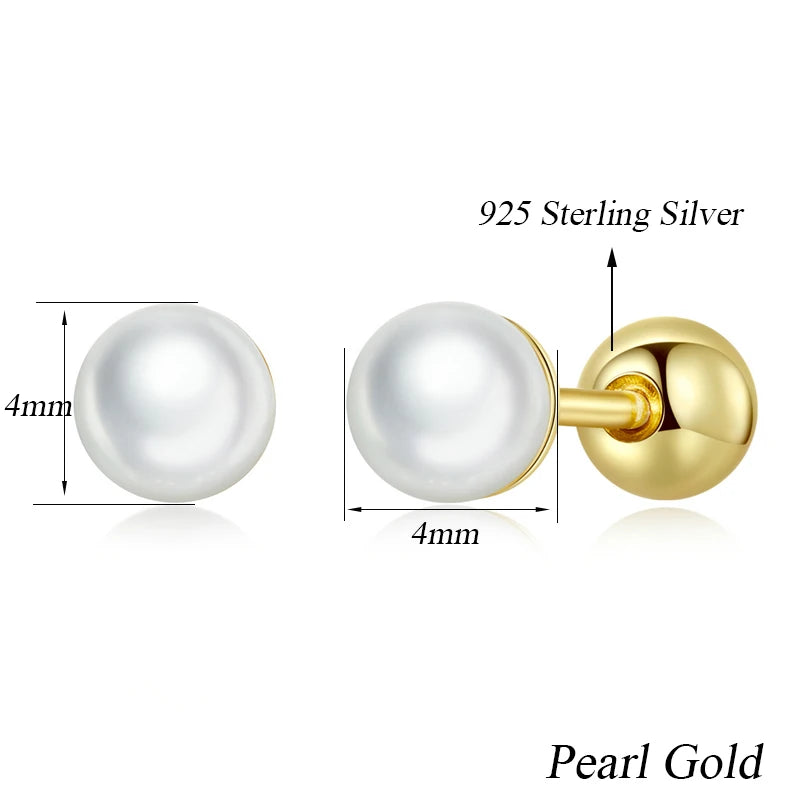925 Sterling Silver Mini Ball Stud Earrings with Screw Back
