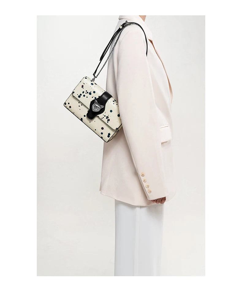 Genuine Leather Shoulder and Crossbody Bag – Dot Flap Design