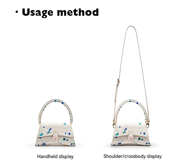 Genuine Leather Half Moon Shoulder Bag – Floral Lock Design