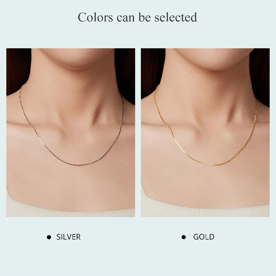 925 Sterling Silver Thin Chain Necklace – 0.8mm Link with Lobster Clasp
