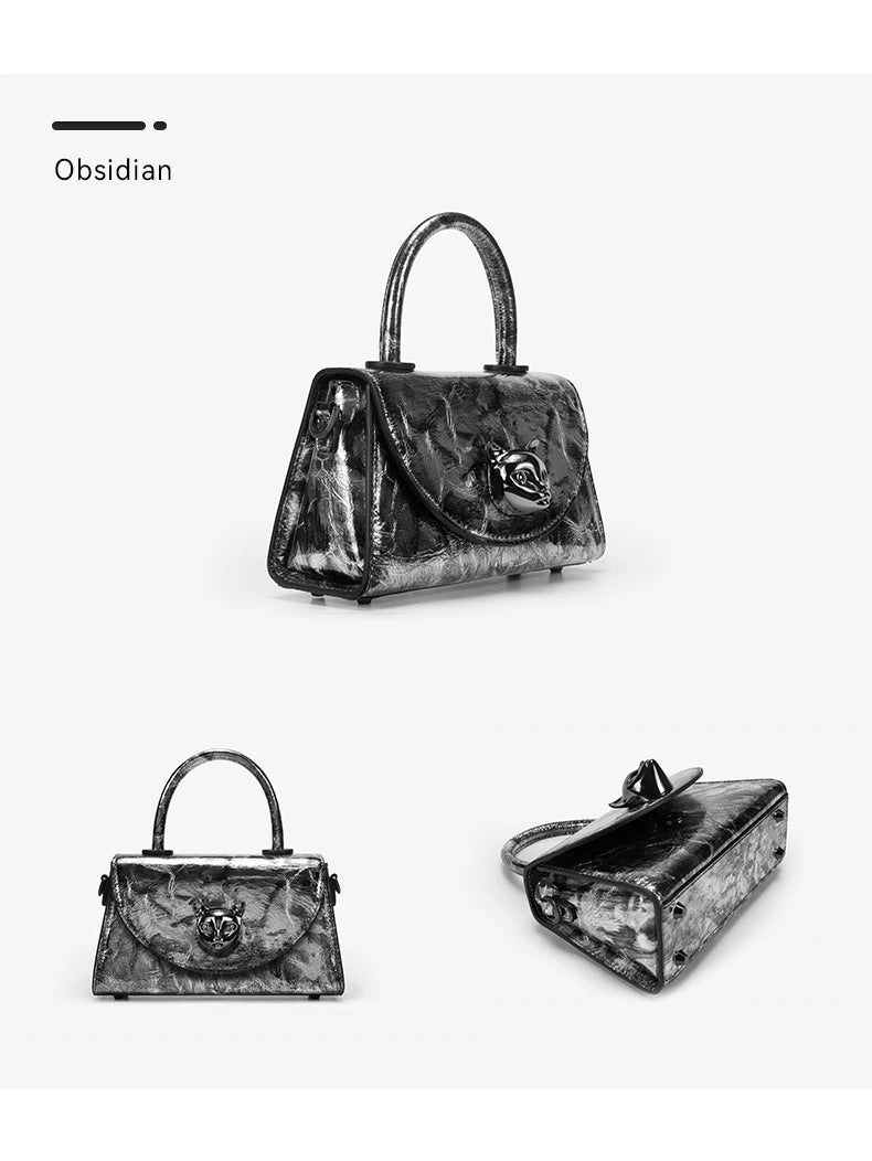 Genuine Leather Shell Handbag – Hasp and Flap Design