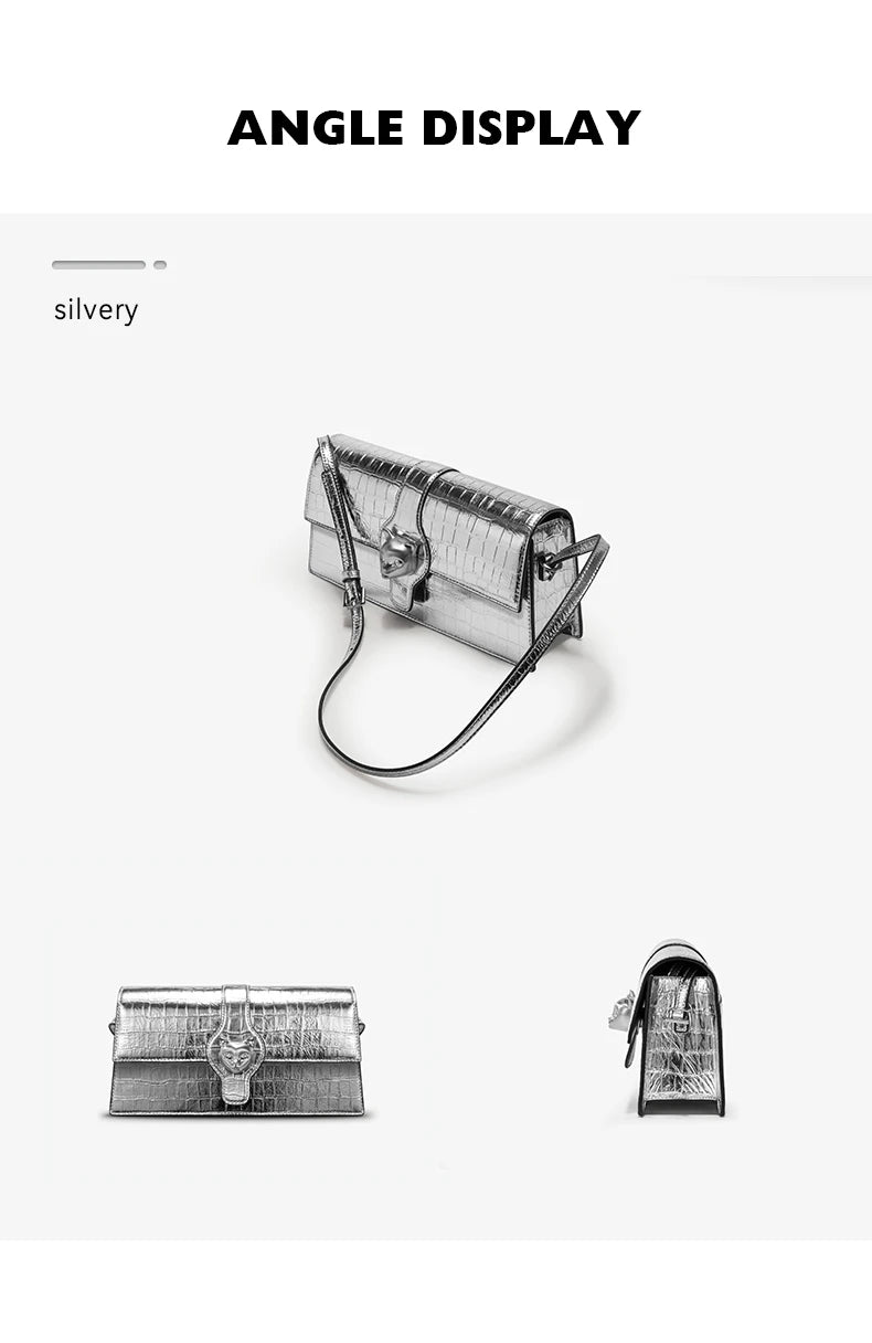 Genuine Leather Shoulder Bag – Retro Denim Look