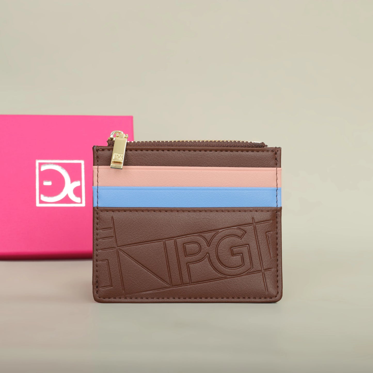 Compact Women’s PU Leather Monogram Wallet with Zipper and Card Slots