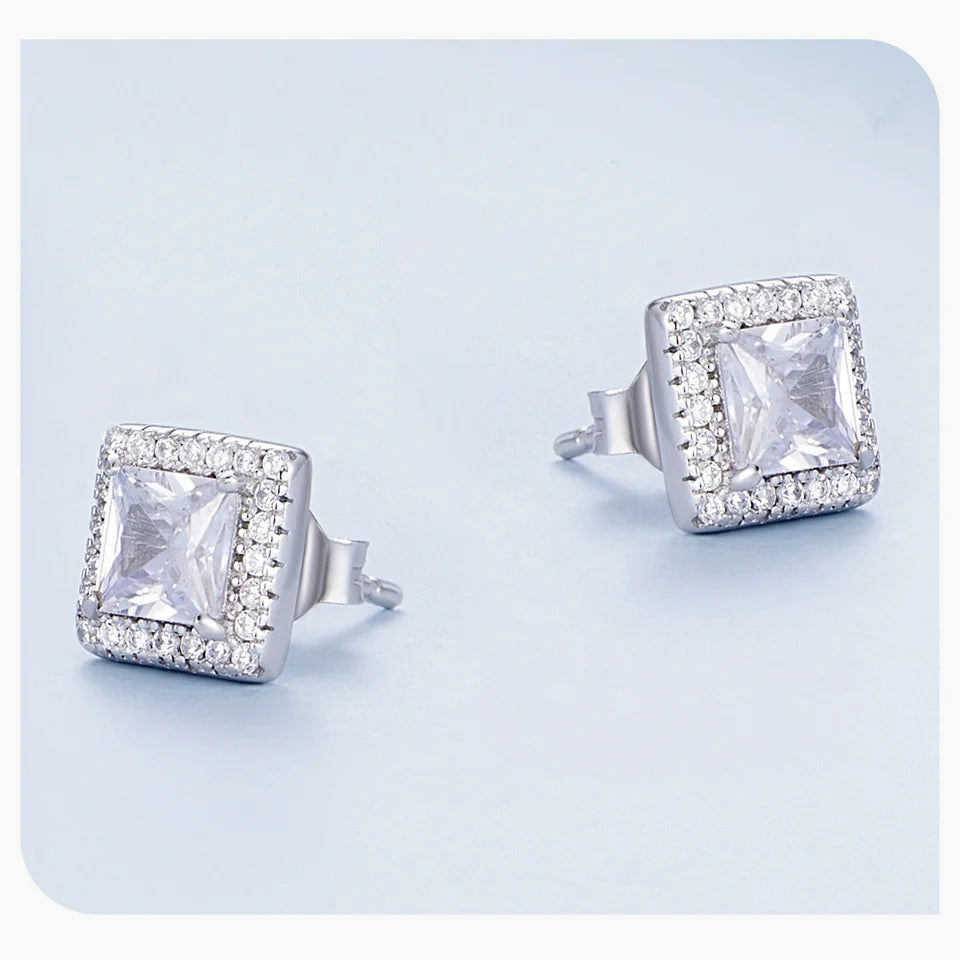Classic Zircon Stud Earrings – 925 Sterling Silver Round Design