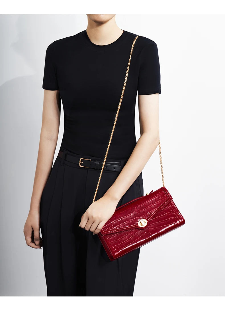 Genuine Leather Clutch Bag – Dress Style with Lock Flap