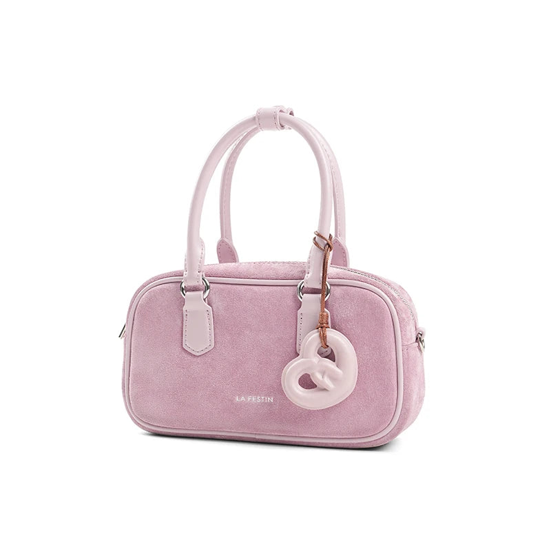 Split Leather Bowling Shoulder and Crossbody Tote