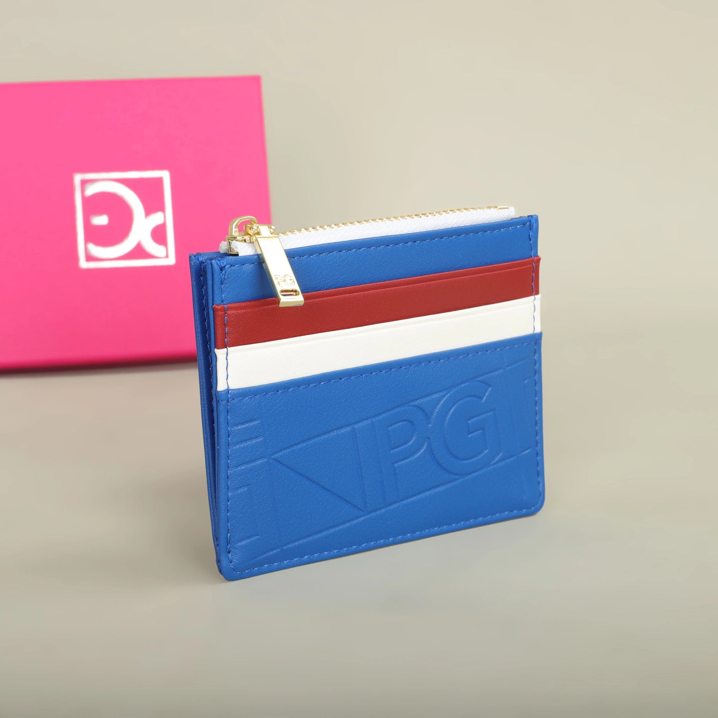 Compact Women’s PU Leather Monogram Wallet with Zipper and Card Slots