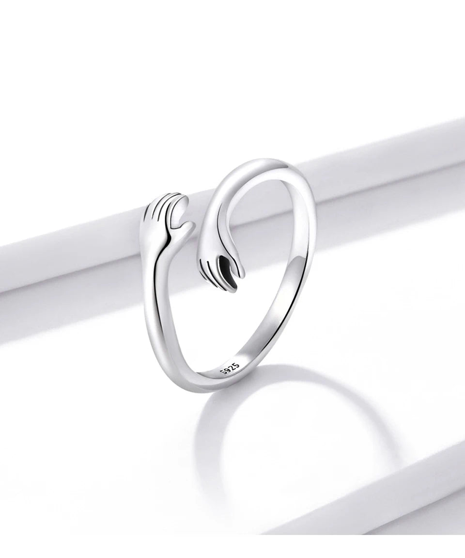 925 Sterling Silver Hug Ring with Open Adjustable Design
