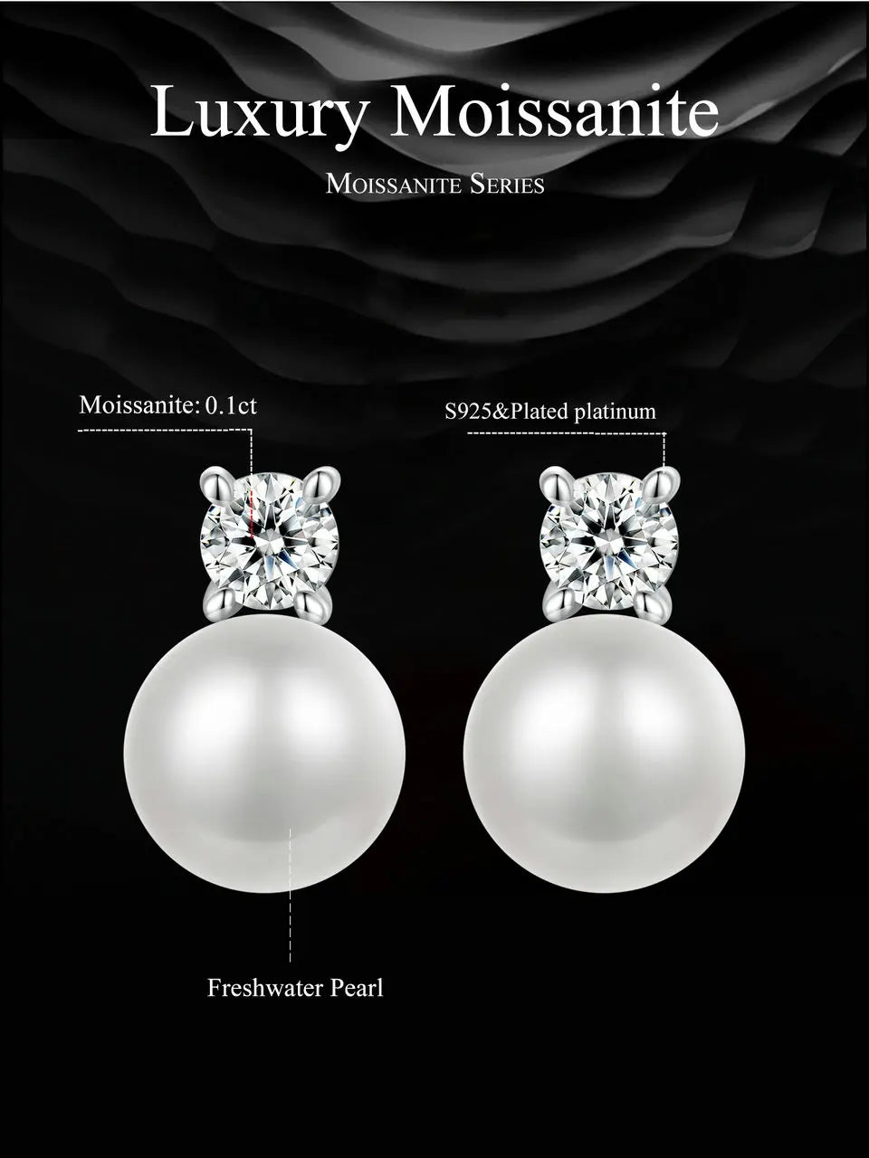 D-Color Moissanite Stud Earrings – 925 Sterling Silver