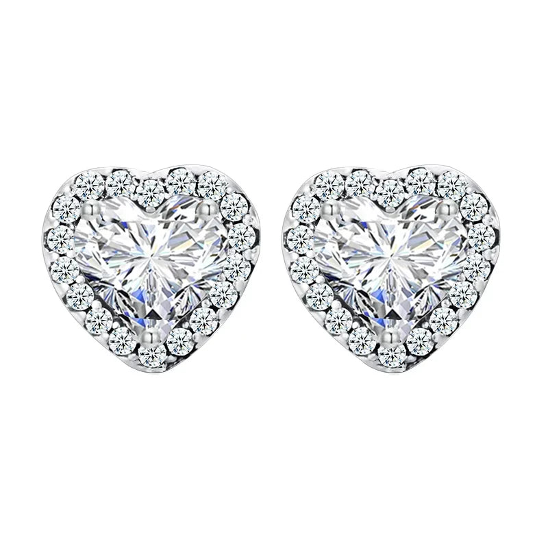Gold Plated Heart Stud Earrings – Sterling Silver with Zircon